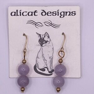 NWT Hand-Made Amethyst and Gold Earrings